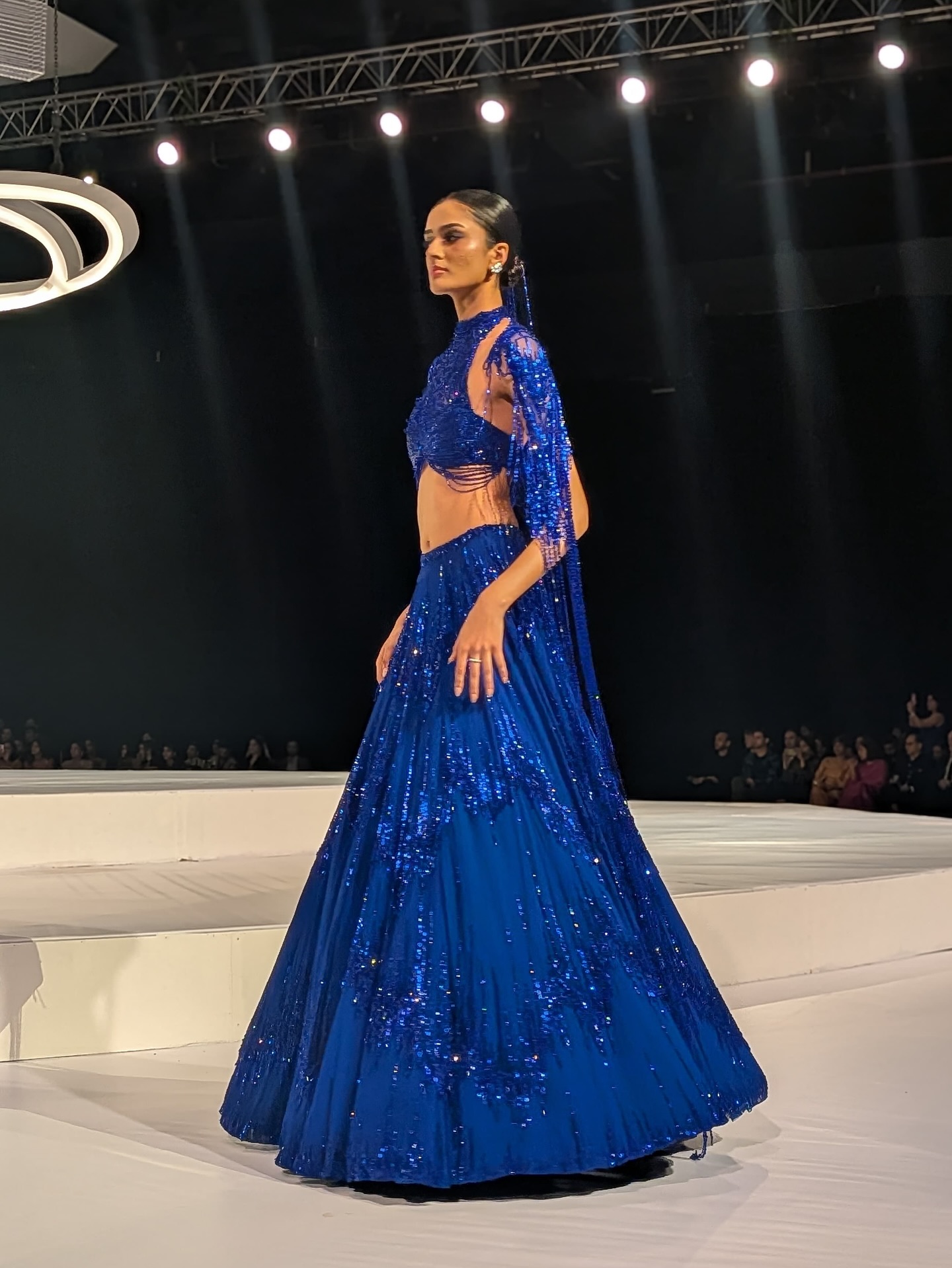 Dark electric blue lehenga from Gaurav Gupta’s signature couture style (Image: Instagram)