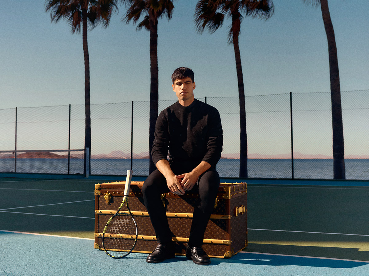 Carlos Alcaraz fronts a Louis Vuitton campaign that fuses athleticism with the brand’s signature monogram sophistication.