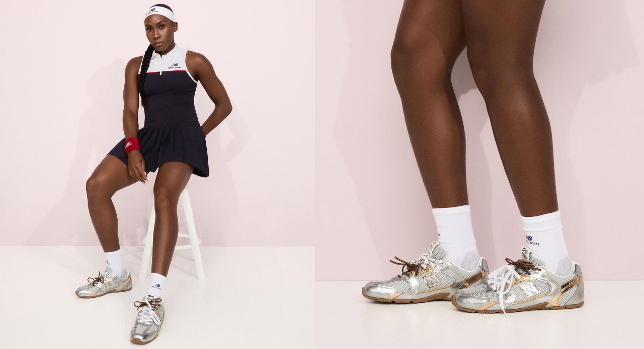 Coco Gauff serves up playful sophistication in Miu Miu x New Balance’s retro-inspired performance wear, redefining tennis style.