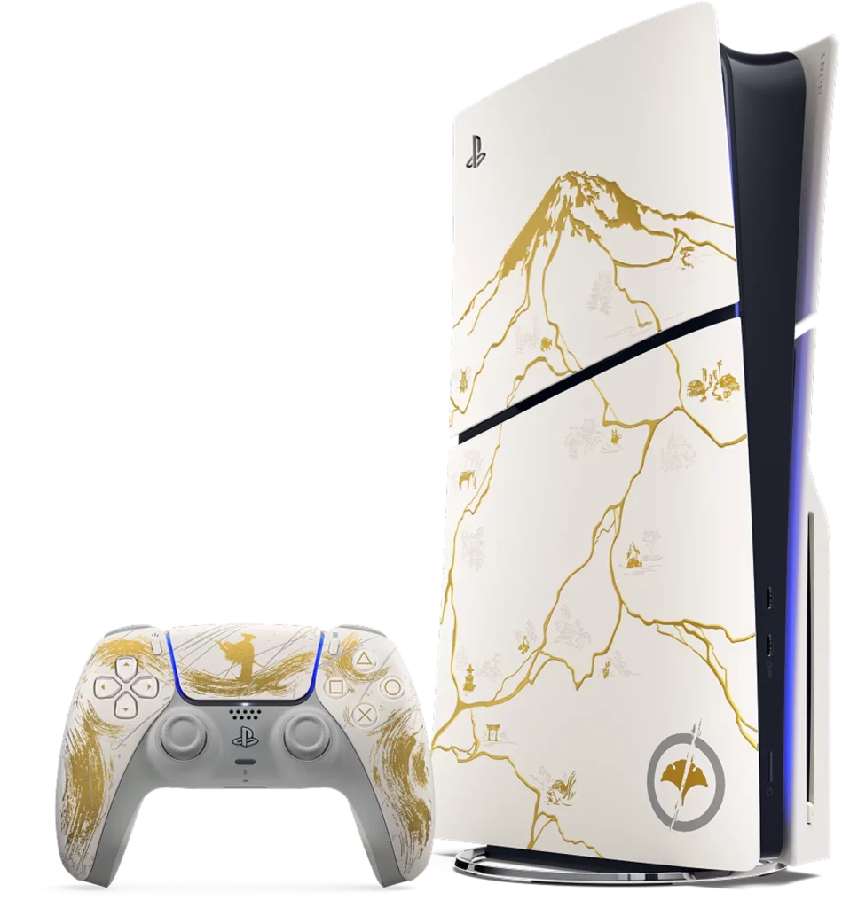 Explore a limited-edition PlayStation®5 console and range of accessories inspired by the breathtaking landscapes and intricate details of Ghost of Yōtei