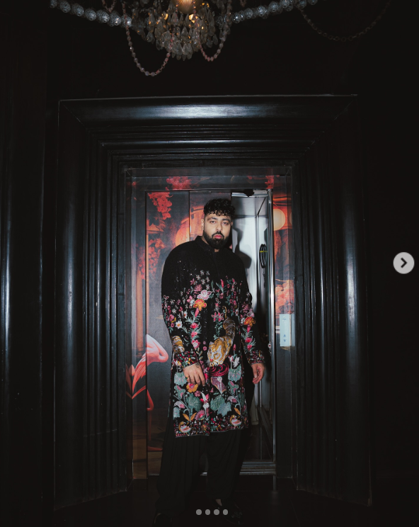 Badshah wearing a fake Rahul Mishra design 