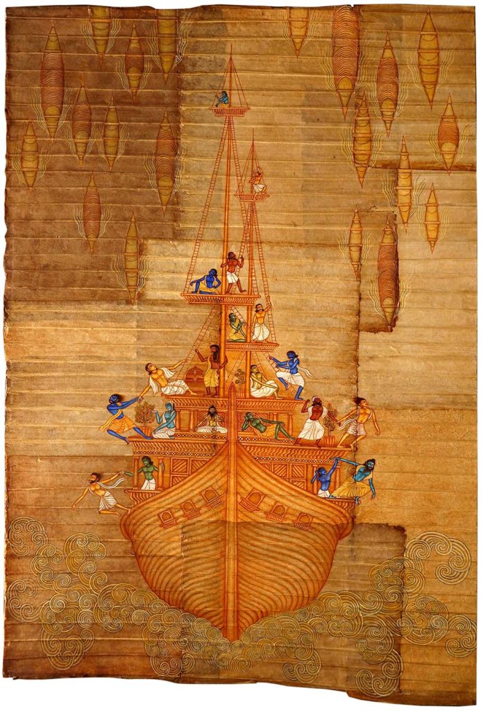 Outlook luxe sail story- Suresh Muthukulam - Yathra i - Mixed media on Rice Paper