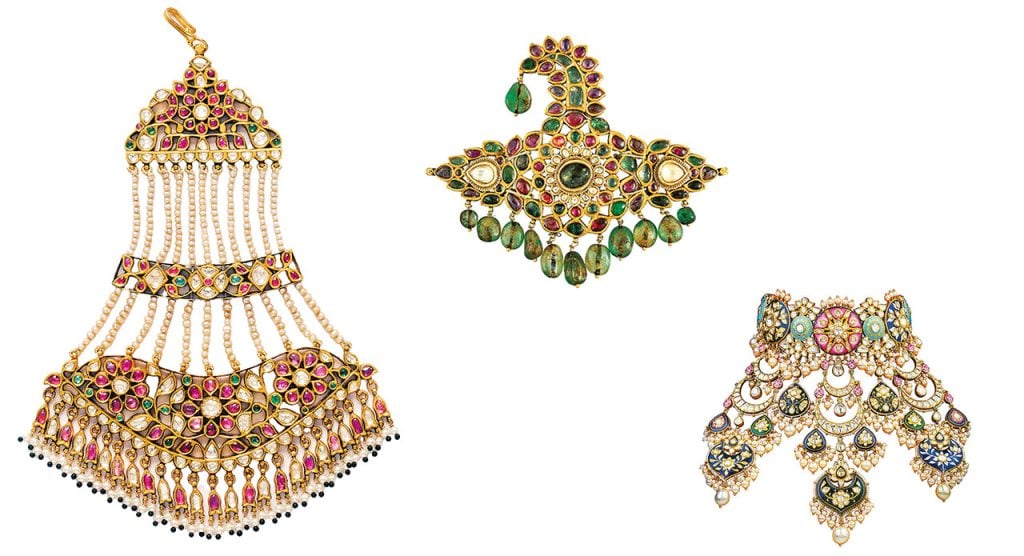 Multi-enamel, detachable, reversible Aadh by Sunita Shekhawat; Sarpech by Amrapali Jewels; Passa by Kishandas & Co.