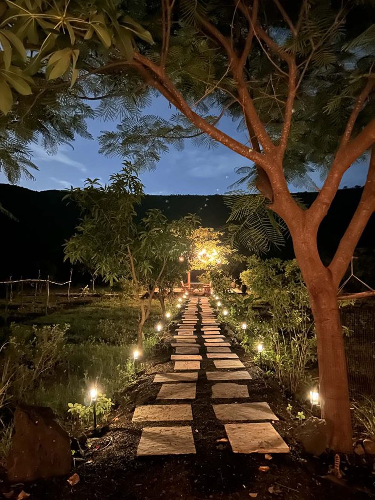 The property used 100_ solar power and this is the walkway to the gazebo