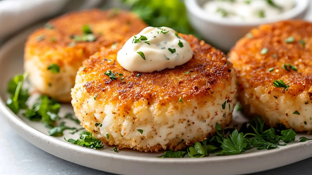 Warm Crab Cakes with Lemon Butter Sauce
