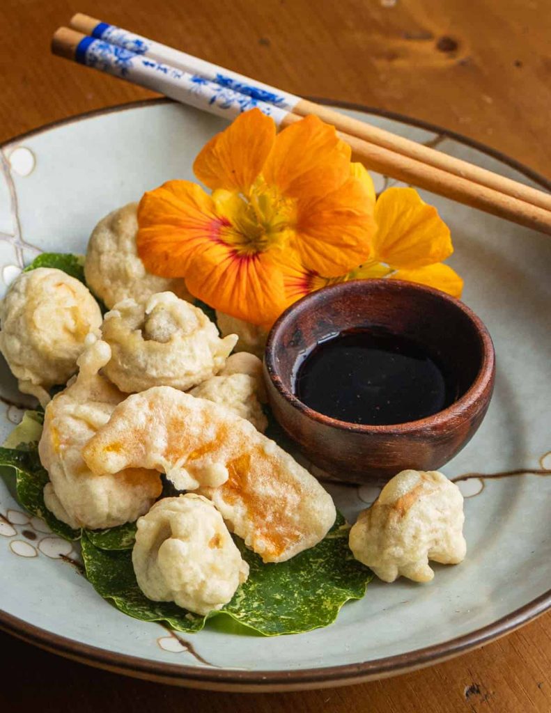 Edible Flower Tempura with Yuzu Dipping Sauce