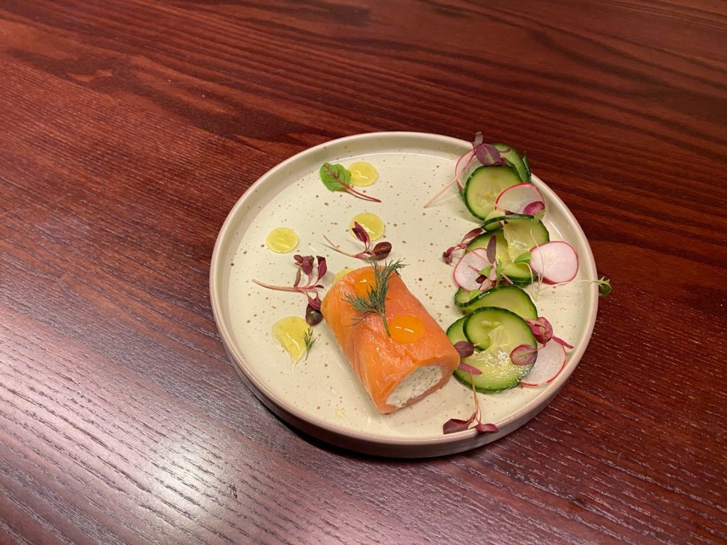 Smoked Salmon Roulade with Dill Crème