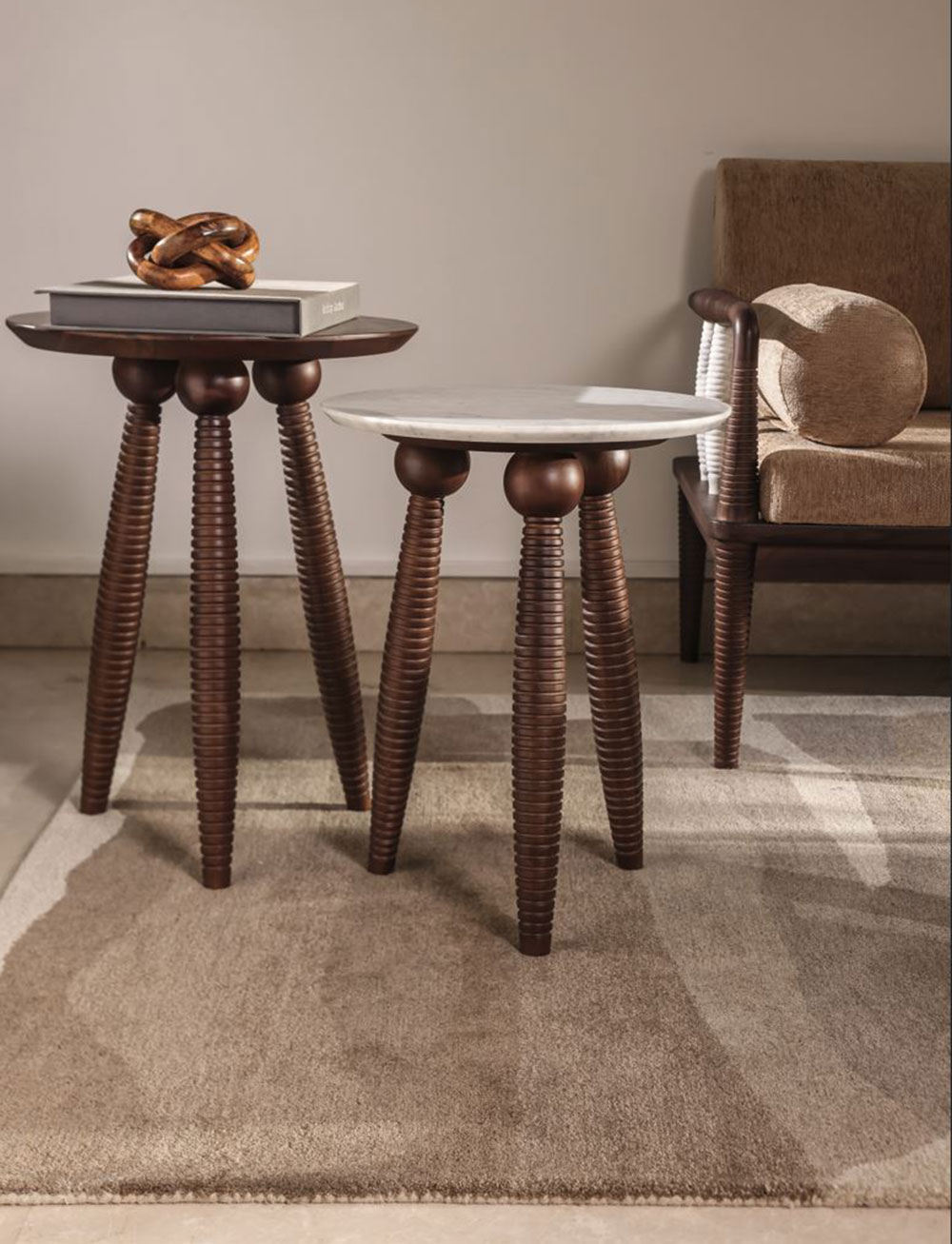 a furniture line crafted in solid Indian teak, fusing timeless Indian woodwork