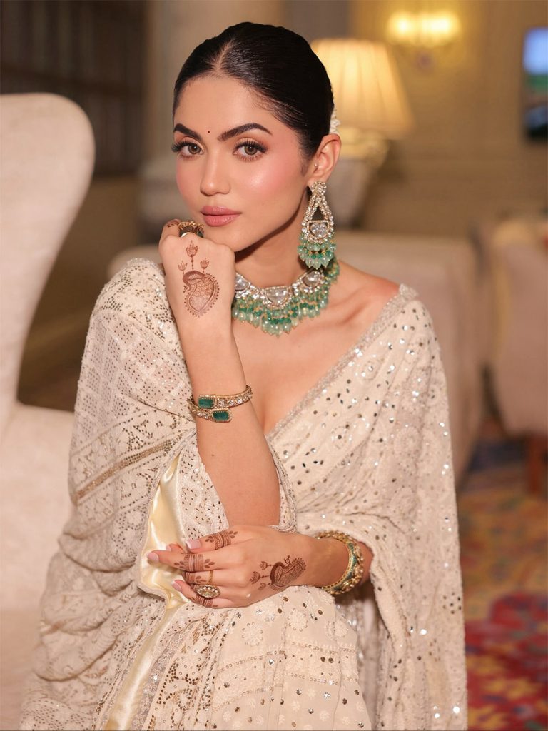 Sawan Gandhi’s ivory chikankari sari