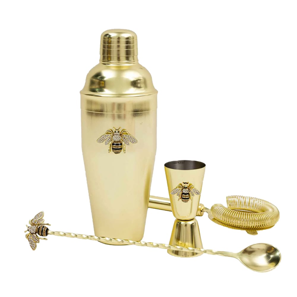 Plate & Peonie’s Stripey Bee Cocktail Shaker Set