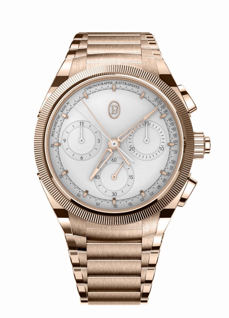 Split-second chronographs are designed to measure intermediate (split) times and come equipped with two superimposed chronograph hands