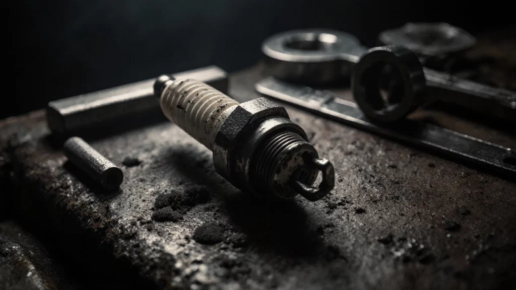 In the early days of automotive ignition systems, spark plug insulators were made of stacked layers of mica or fragile