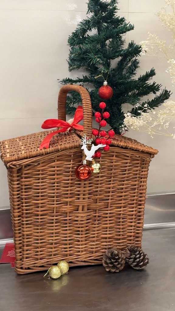 The Holly Elf Basket By HollyBelly, Christmas gifts for family,Christmas food baskets,holiday gift guide,unique Christmas basket ideas,