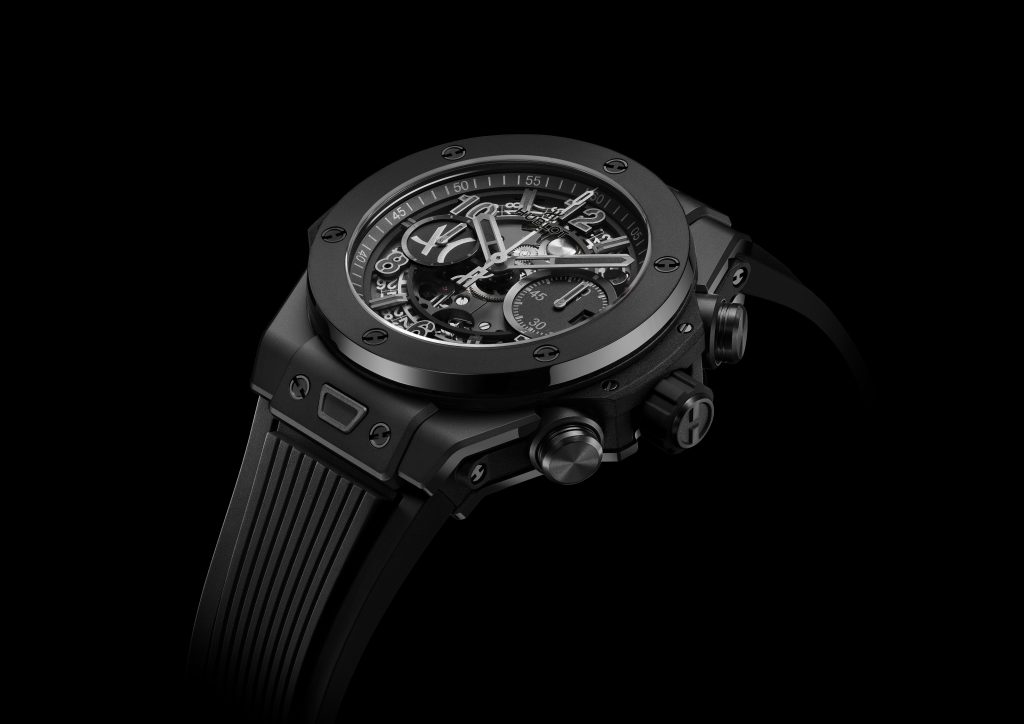This all-black watch 42mm black ceramic watch has been microblasted