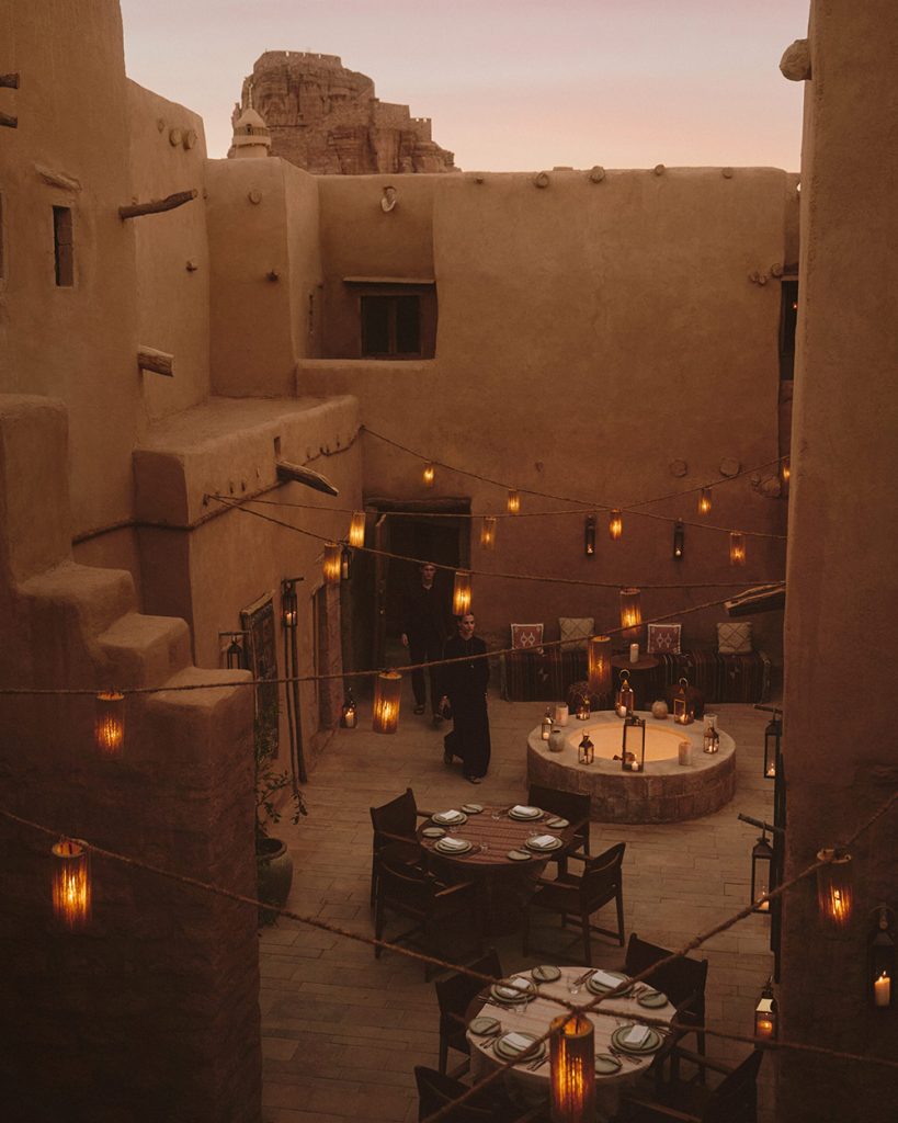 Dar Tantora The House Hotel Lit Up By Lanterns In The Evening ,Saudi Arabia cultural travel experiences, Saudi Arabia historical hotels, Saudi Arabia traditional architecture hotels,