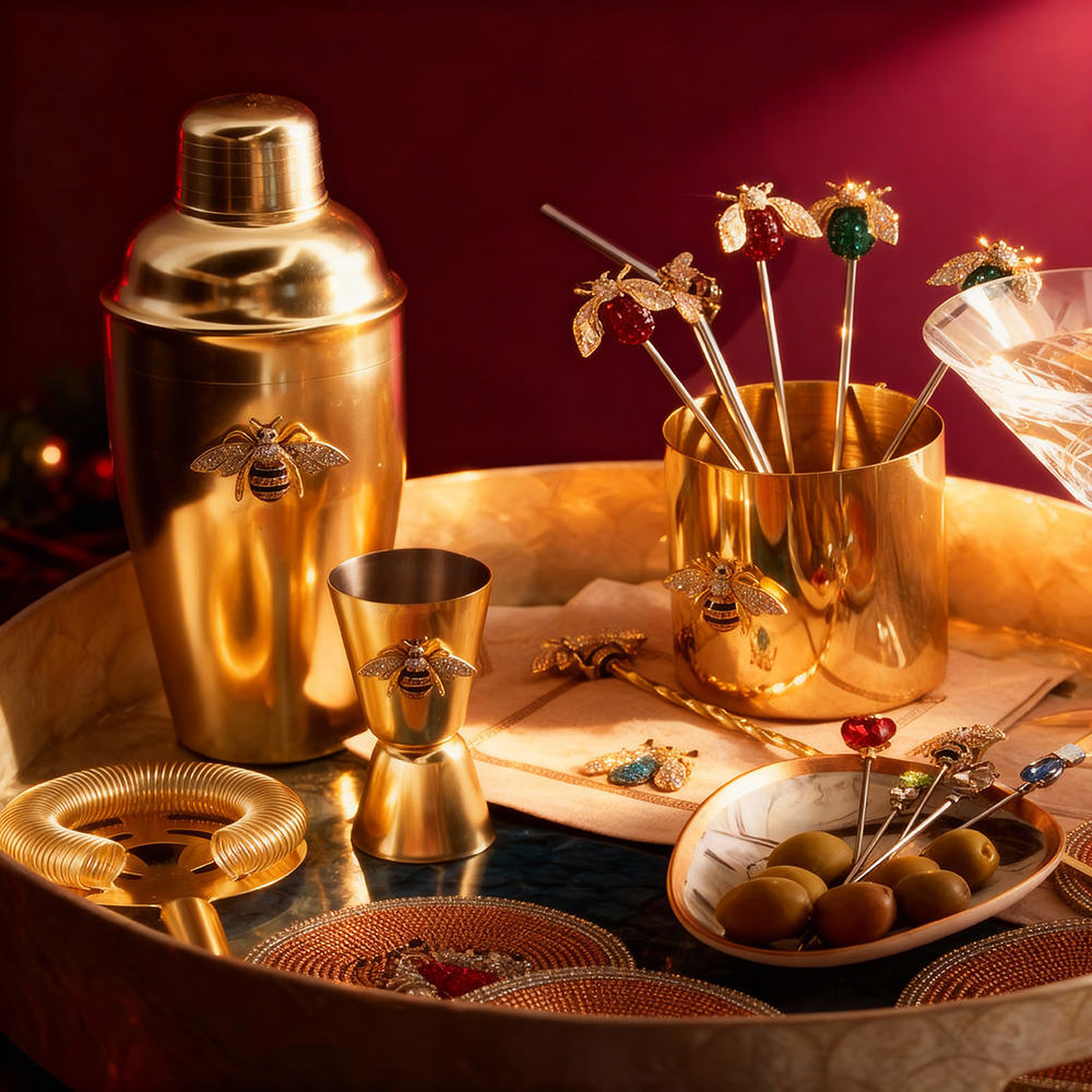 Stripey Bee Cocktail Shaker Set by The Bar Collective