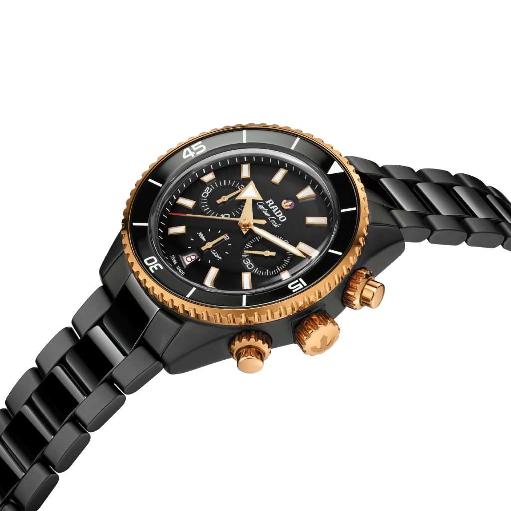The black and rose-gold Rado Captain Cook High-Tech Ceramic Chronograph