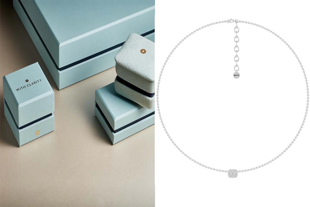 Halo Emerald Chain Necklace From With Clarity, hristmas gifts for her, Christmas gifts for kids, last-minute Christmas presents, holiday shopping tips,