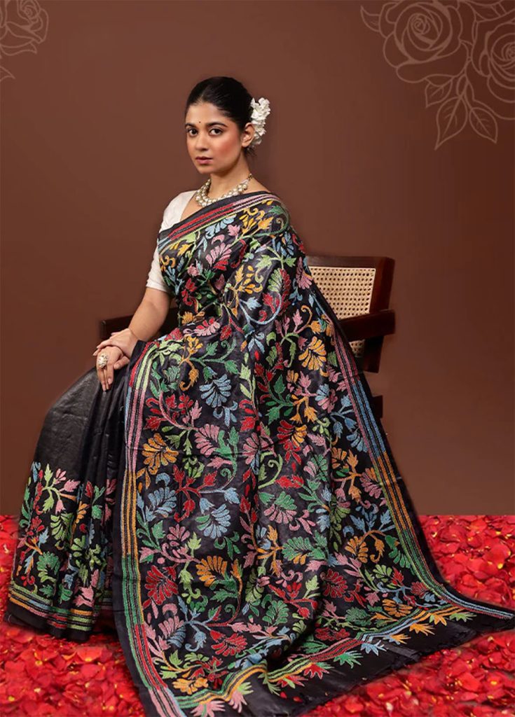 World Saree Day 2025, World Saree Day celebration, World Saree Day India, Kantha saree, Kantha weave saree, 