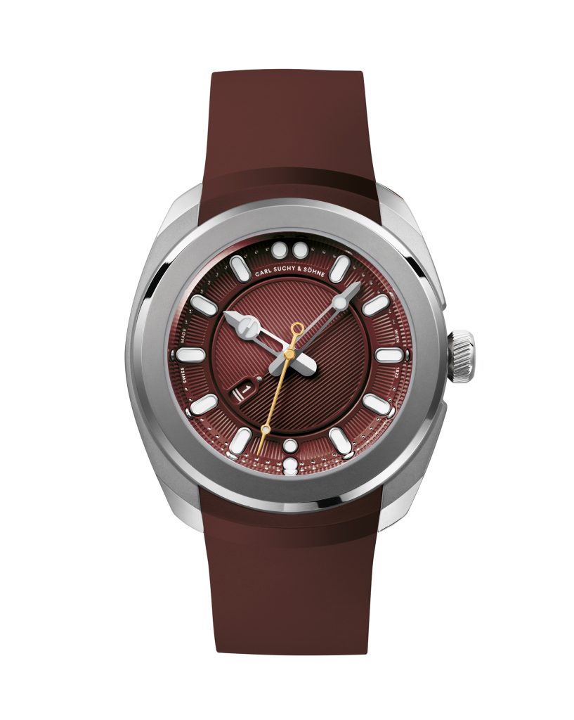 The stainless-steel case of the Belvedere is also subtly animated by the interplay of polished and satin-finished surfaces