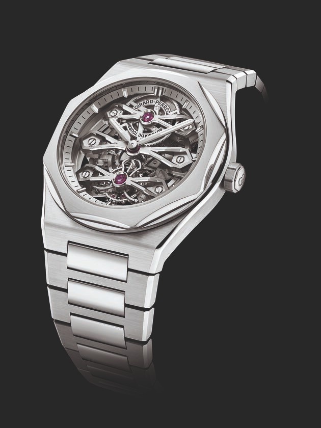 The Girard-Perregaux Laureato Three Gold Bridges unites two of the Manufacture’s most enduring icons