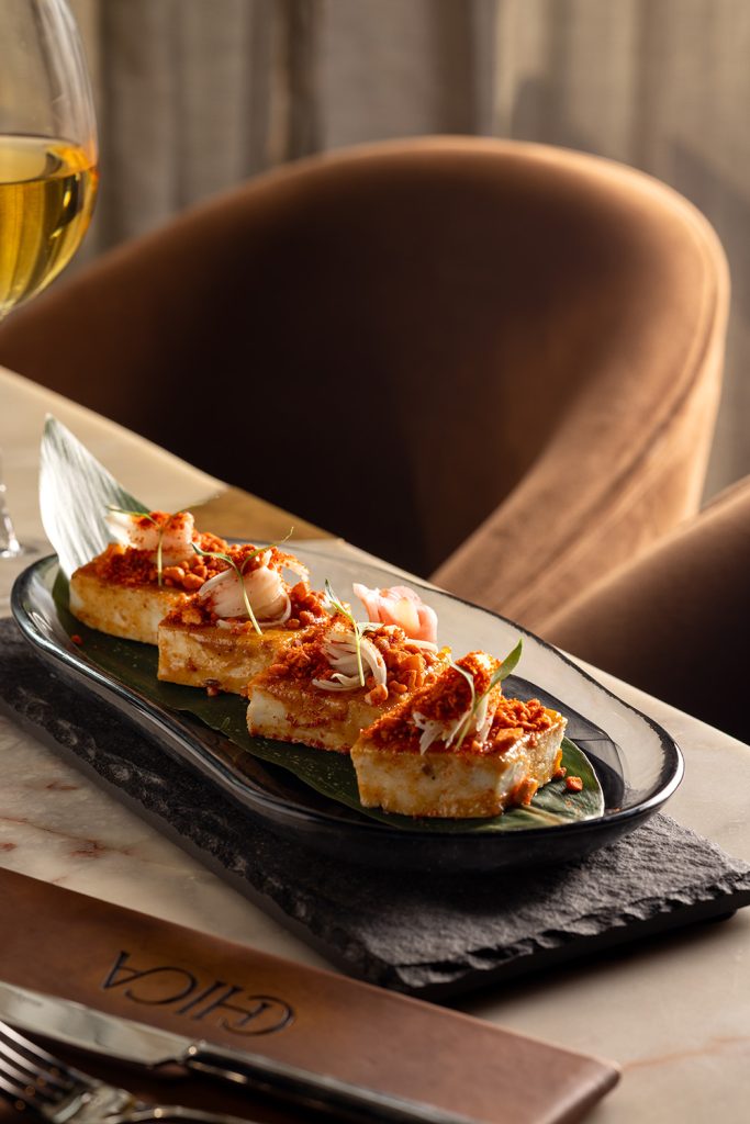 Cottage Cheese Somtom, Chica Delhi outdoor seating,Chica Delhi floral decor,