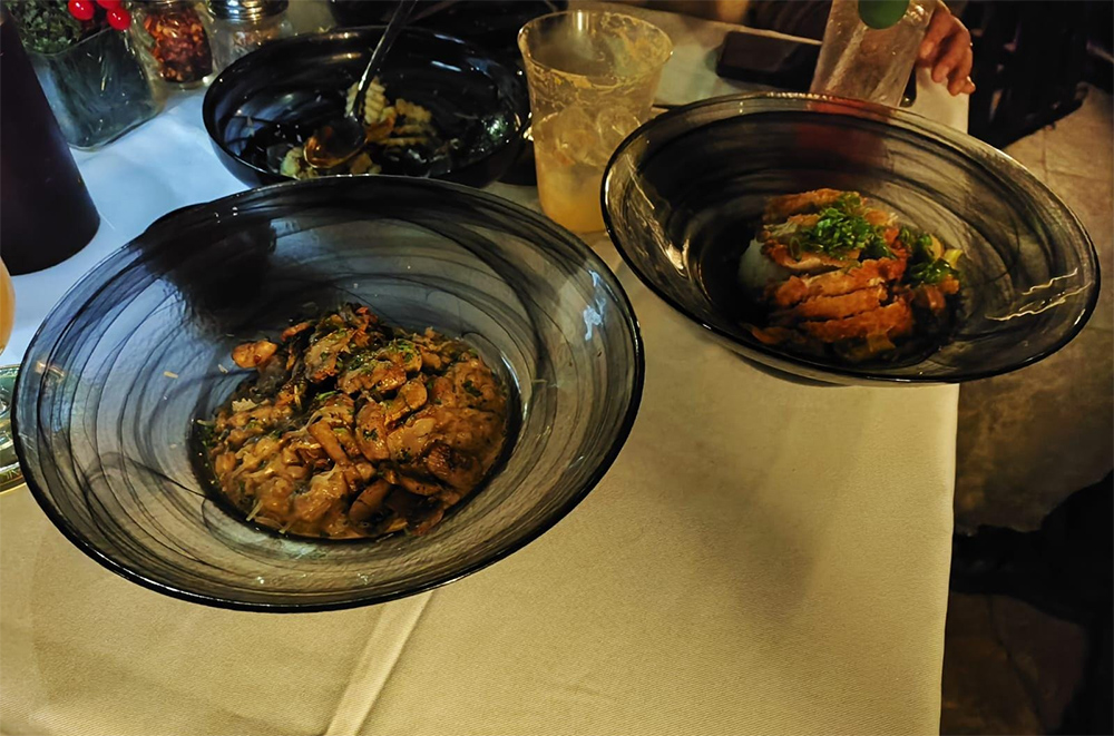 Wild Mushroom Risotto, Chicken Pad Kaphrao, prettiest restaurants in delhi,floral restaurants in delhi,