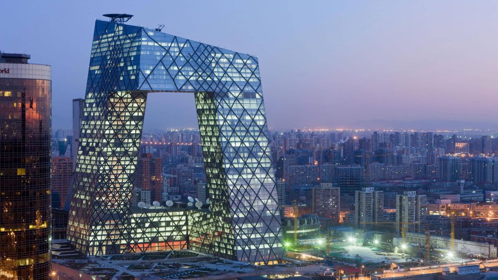 Designed by OMA under Rem Koolhaas the CCTV Headquarters reinterprets
