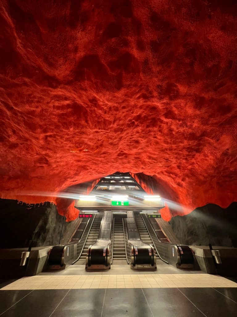 Stunning Red Rock Metro Station in Stockholm, Stockholm Underground, Sweden, places to go to in stockholm, travel to stockholm in 2026, stockholm underground should be on your bucket list for next visit to sweden