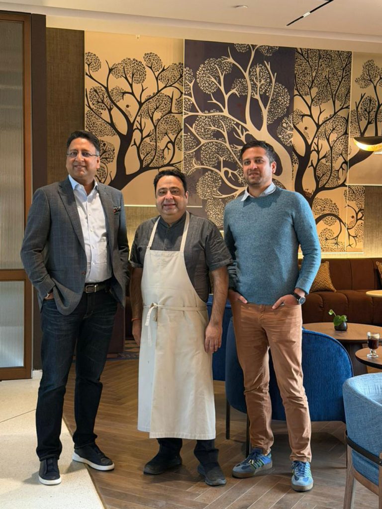 Nisaba Founders Amit Khanna, Chef Manish Mehrotra and Binny Bansal, Nisaba, Nisaba by chef manish mehrotra,Nisaba restaurant Delhi,