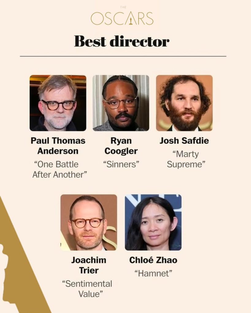 best director oscars, paul thomas anderson, one battle after another, sinners oscars, josh safdie marty supreme