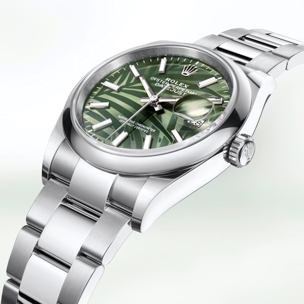 The Palm dial appears again on the Rolex Datejust but this time