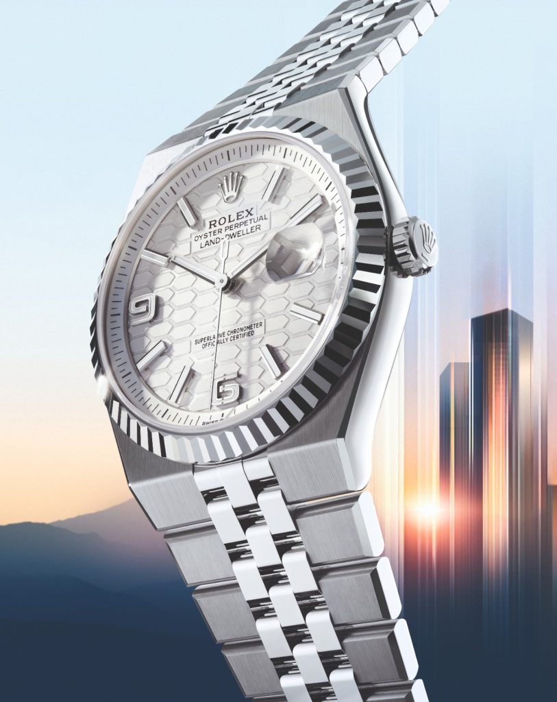 The Honeycomb dial returns to the Rolex Oyster Perpetual Land-Dweller