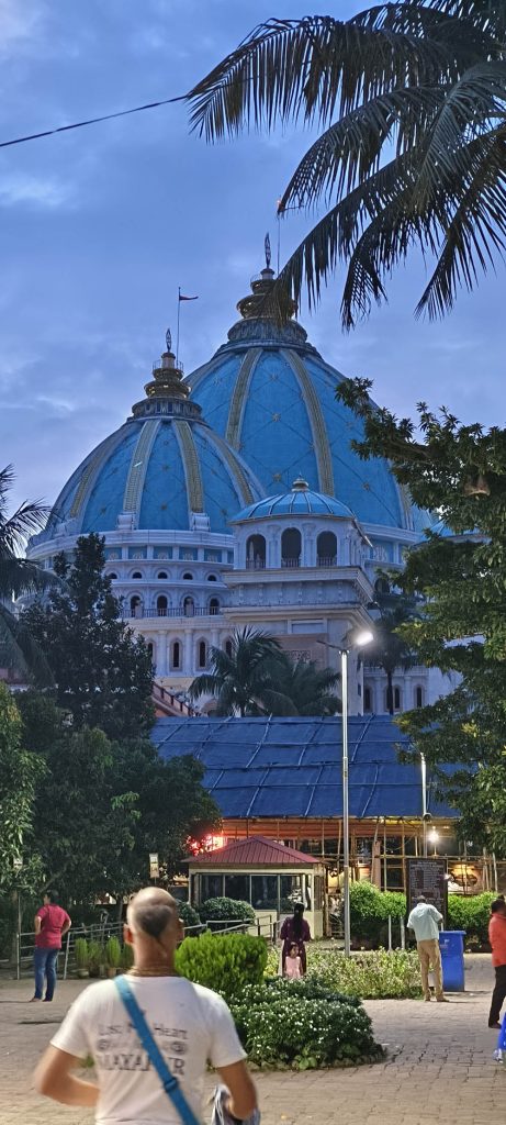 ISKON Temple under the evening sky, luxury travel India, underrated travel spots, heritage destinations India,