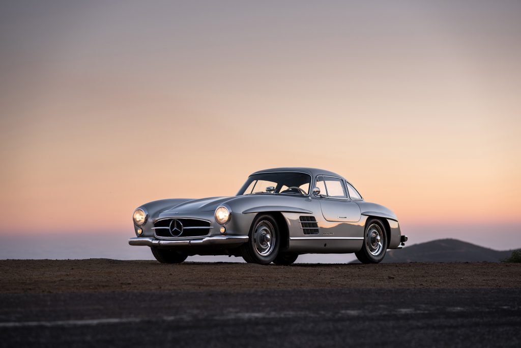 The 300 SL Gullwing remains one of the most celebrated sports cars ever built, with its dramatic doors and striking design turning necessity into visual drama