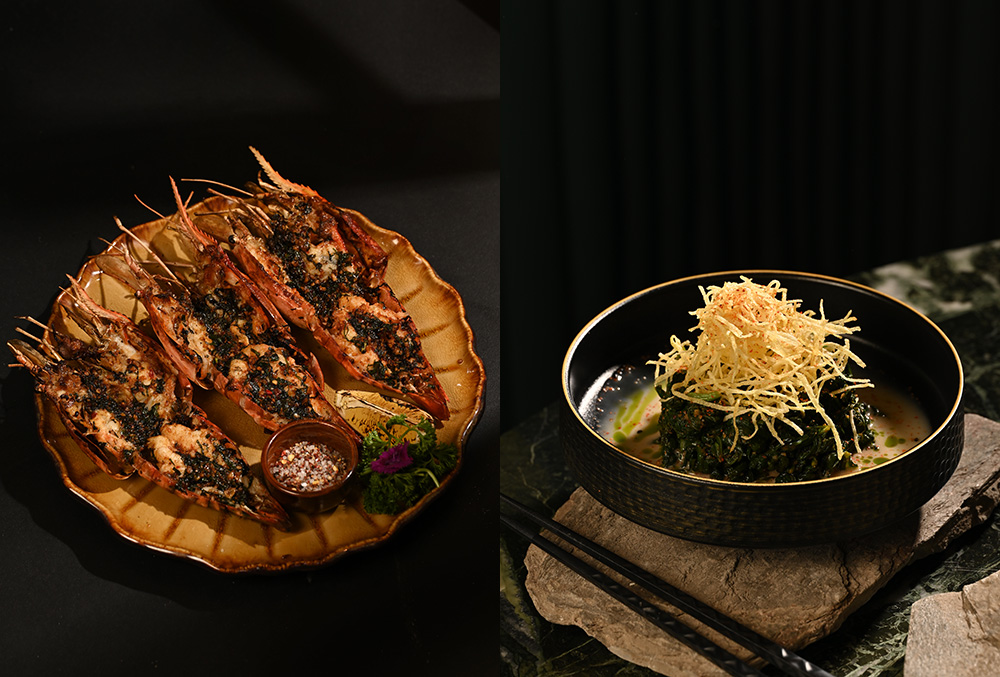 Basil Jumbo Prawn | Nikkei Style Spinach Salad, new pan asian restaurants in delhi, new restaurants in delhi, Best places to celebrate Chinese New Year in India, Fire Horse zodiac 2026,Chinatown celebrations India,