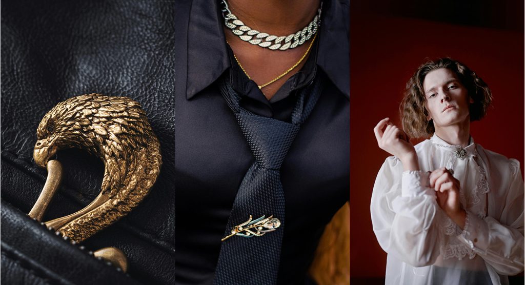 How To Style Brooches, How To Style Brooches men, men brooches, brooch handbag accent, brooch scarf styling, brooch sustainable materials, 