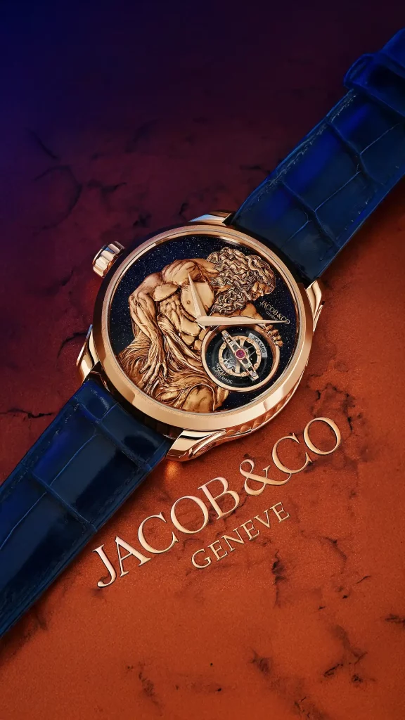 Turning the watch over reveals a blue sapphire crystal caseback, transparent yet richly hued
