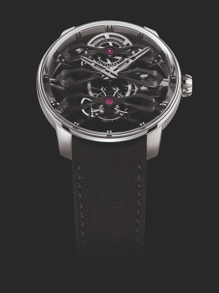 The Tourbillon with Three Flying Bridges is a study in lightness and architectural daring