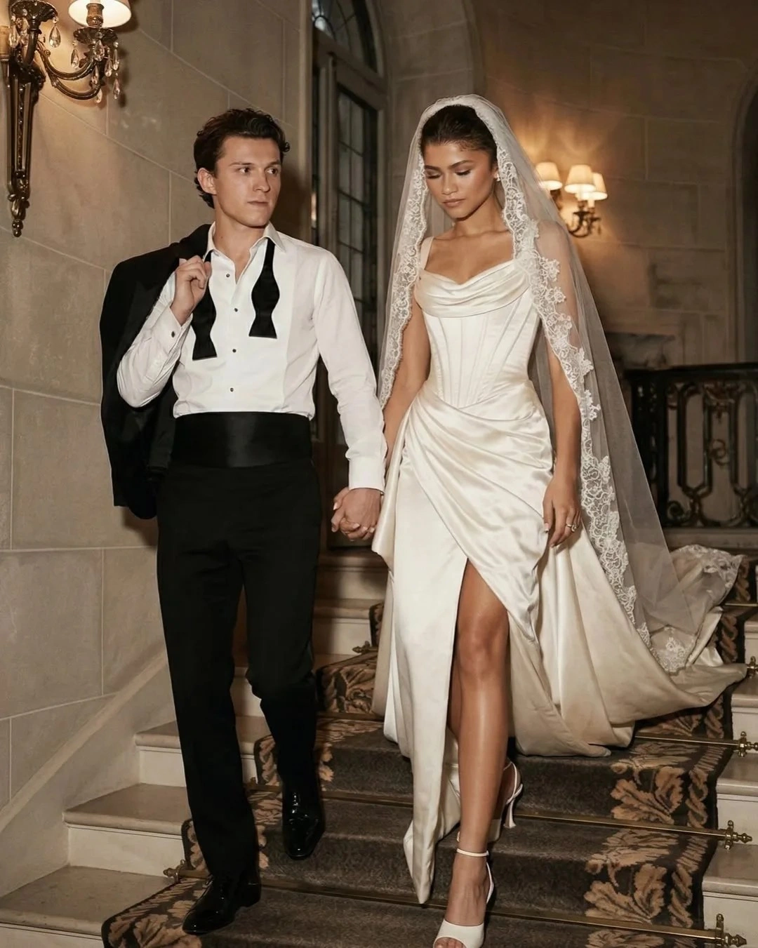 Tom Holland dating timeline, Zendaya as a bride, Zendaya in bridal gown, Zendaya bridal couture,