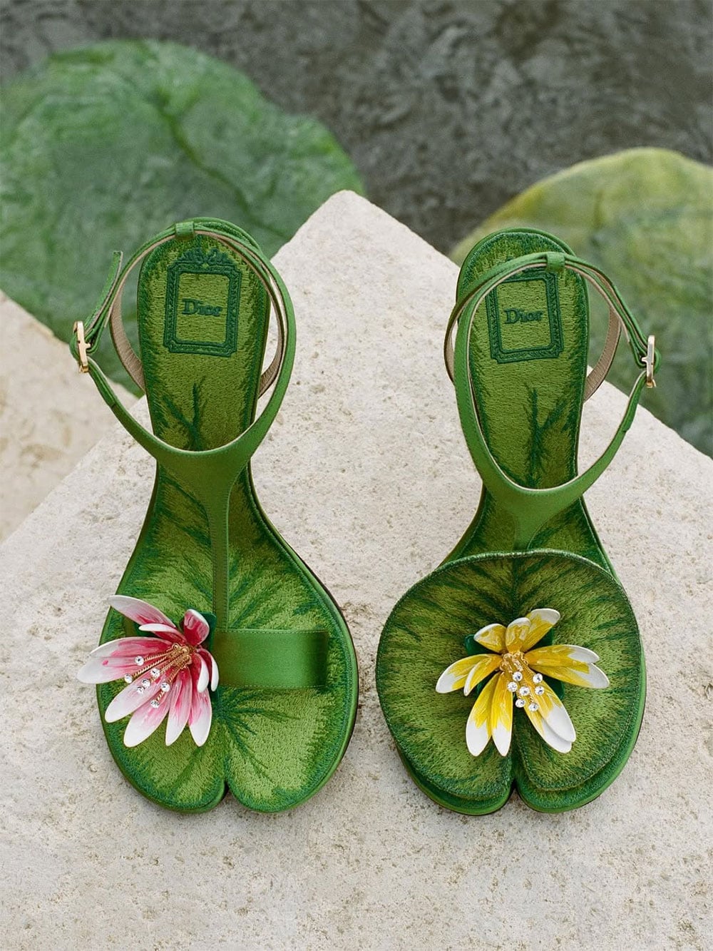 The Iconic Dior Lily Pad Shoe, dior inspired by paris promenade for new collection, dior shoes, dior accessories, dior made water lily pond in the middle of paris, dior polka dot shoes, dior frog bag, why is everyone talking about dior new collection,Dior creative director Jonathan Anderson,Dior couture runway moments,standout looks Dior show,