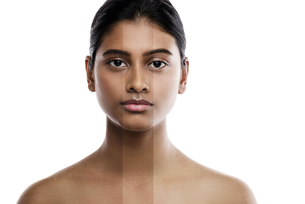 Glutathione - Beautiful Indian woman and result of skin whitening treatment, glutathione beauty supplement for skin, glutathione for acne scars and skin lightening, glutathione anti-aging and whitening benefits, best glutathione products for skin whitening, glutathione skin lightening before and after,