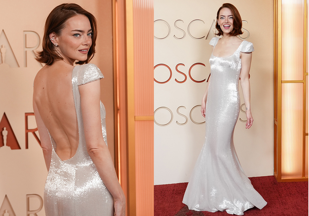 Emma Stone in Louis Vuitton, Hollywood red carpet fashion,Oscars 2026 fashion trends,celebrity gowns at Oscars 2026,Emma Stone in Louis Vuitton, Emma Stone at oscars 2026, Emma Stone silver gown at oscars 2026, Emma Stone red carpet fashion