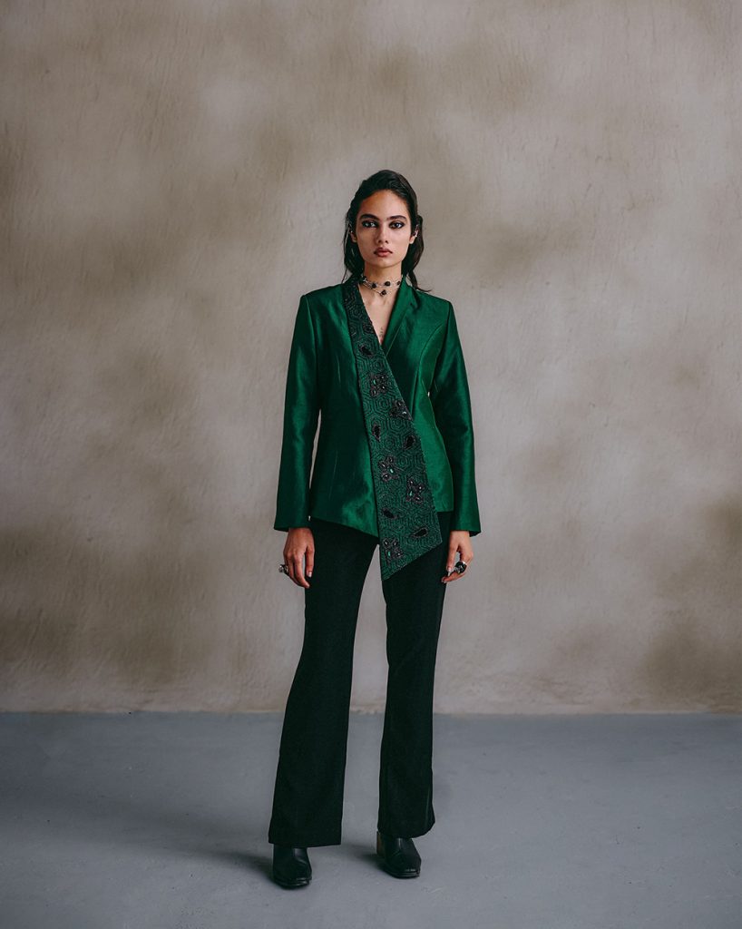 The Emerald Edit Jacket | Classic Black Pants, Eid gifting ideas for her, Eid gift option for her, Eid gifting for women, Eid gift option for women, unique Eid gifting for her, 