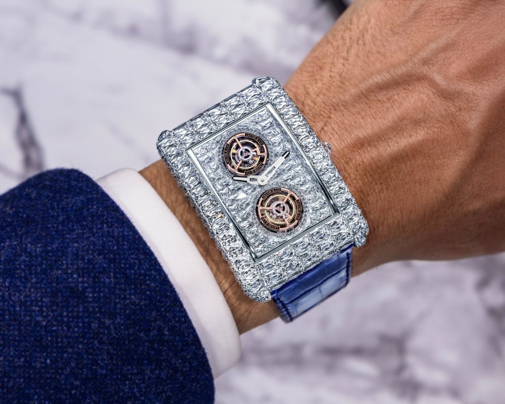 In the Billionaire Double Tourbillon Angel Cut, diamonds are no longer passive embellishments. They are structural, optical, and conceptual