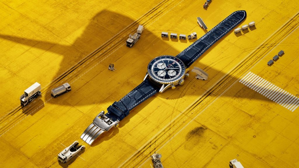 The Navitimer B01 Chronograph 43 Tribute to Concorde has a 43mm stainless steel case, lugs