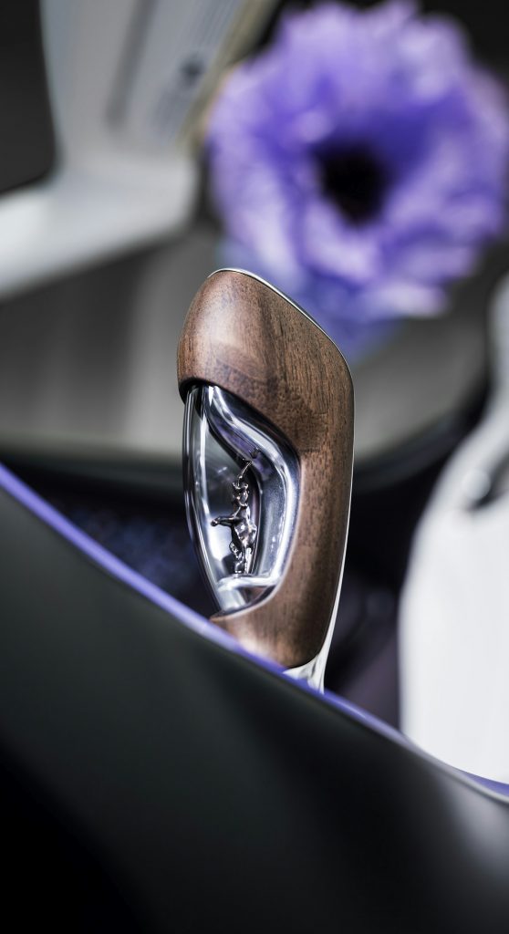 And then, at the centre, there is a small but significant detail. The gear selector houses Dancing Elephant