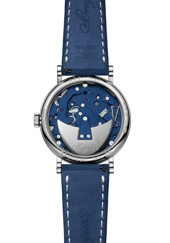 Sitting at 12 o’clock is a Grand Feu enamel dial, crisp and white, now adorned with Arabic numerals