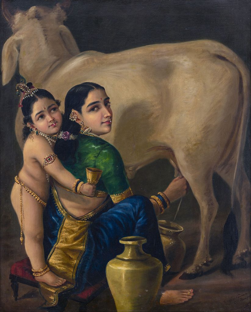 an oil painting titled 'Yashoda and Krishna' by Raja Ravi Varma, which fetched Rs 167.20 crore.