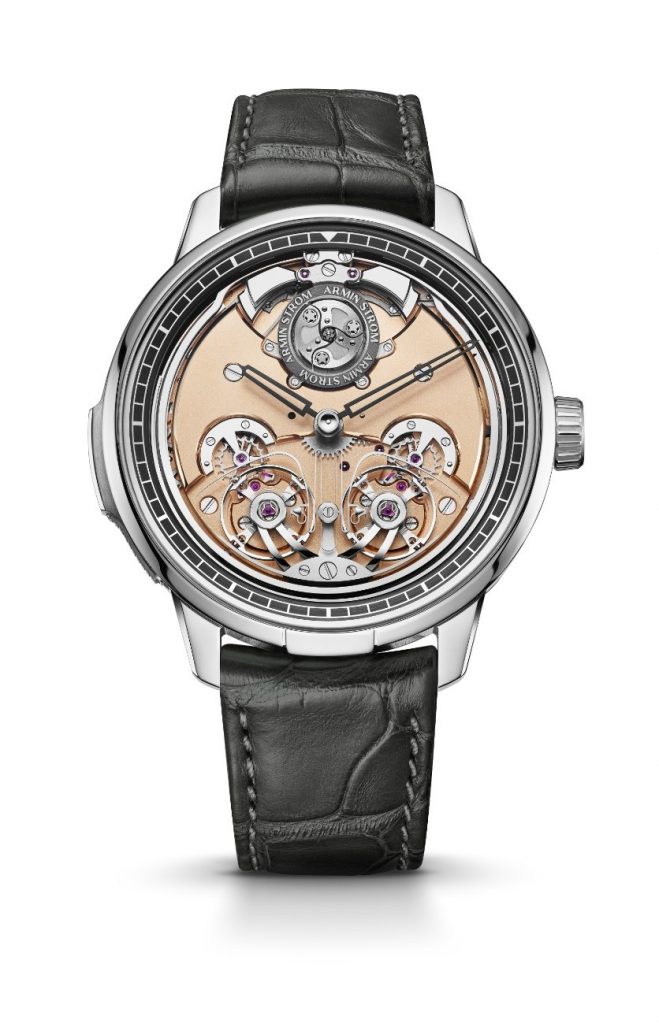 The minute repeater mechanism matches this sophistication, featuring four hammers and four gongs